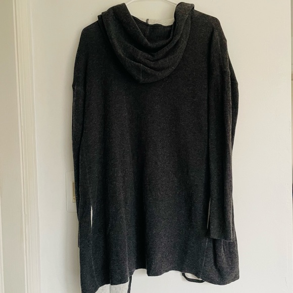 KINROSS CASHMERE Reversible Hooded Drape Cardigan Two Tone Open Sweater - Picture 5 of 13